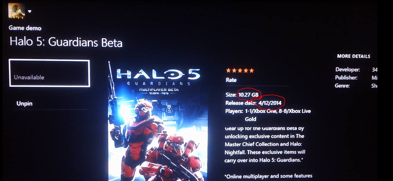 Beta halo 5 GB