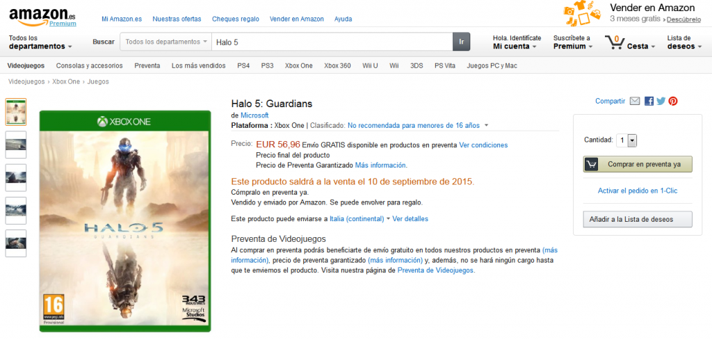 Halo 5 guardians data d'uscita