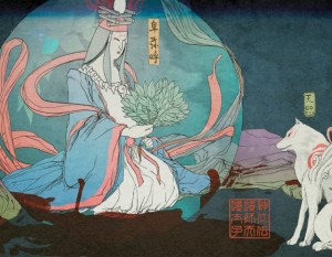 himiko the princess and amaterasu meet a print for okami
