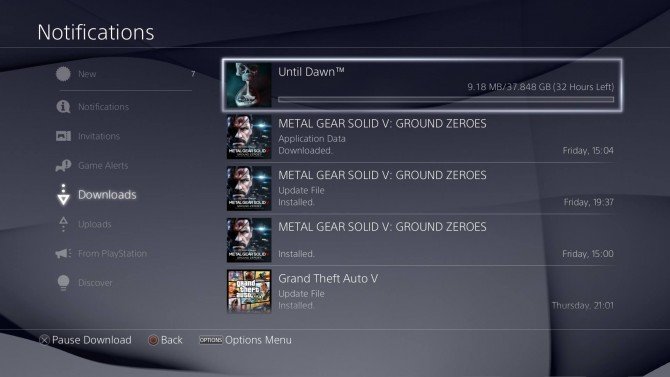 until dawn pre-load size