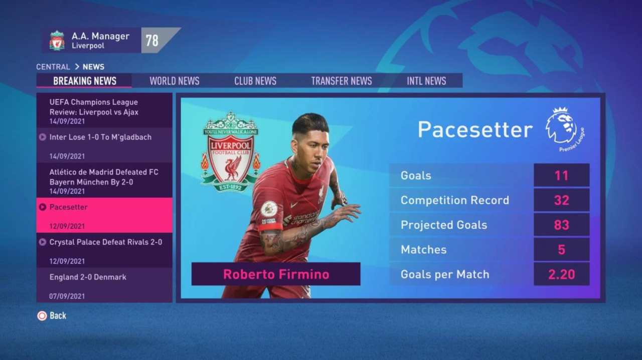 FIFA 22 menu