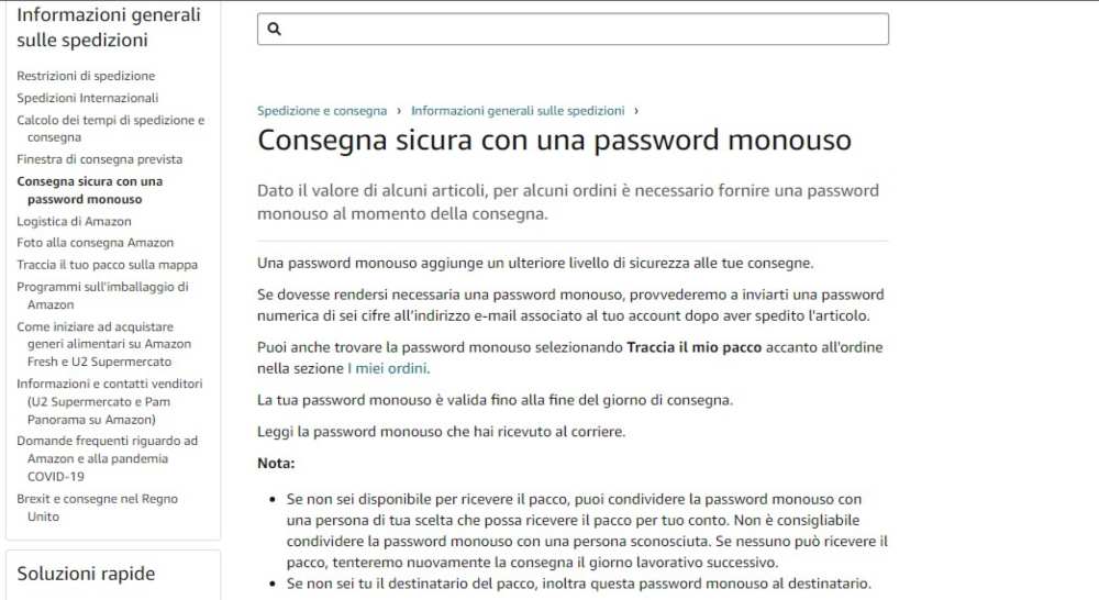 Amazon password monouso