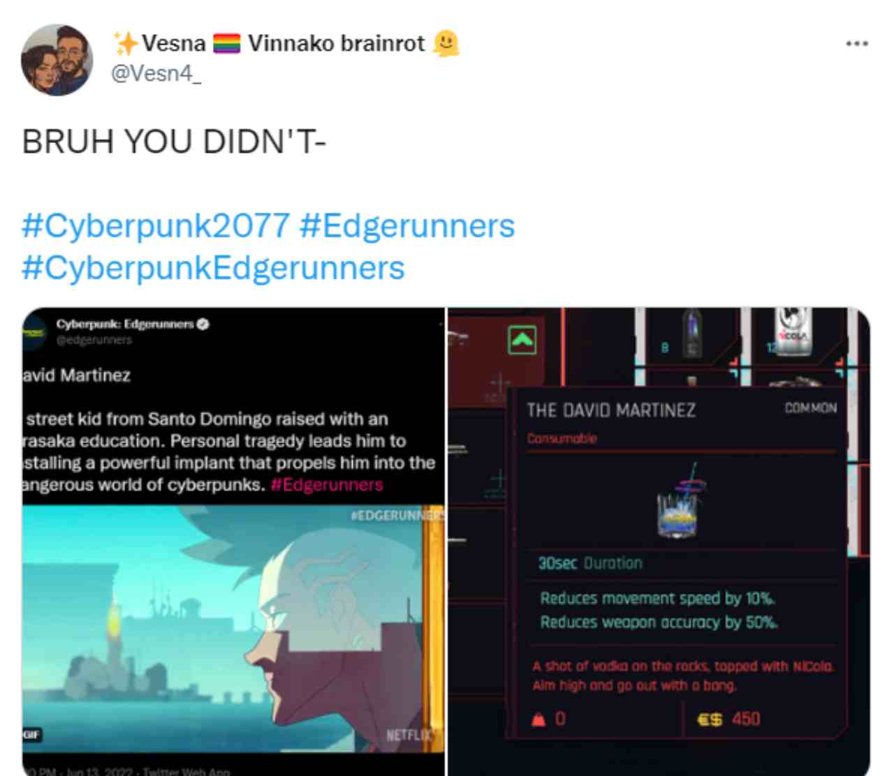 Cyberpunk Edgerunners, il nome del protagonista è nascosto nel gioco