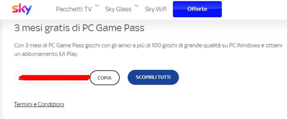 Game Pass gratis con Sky