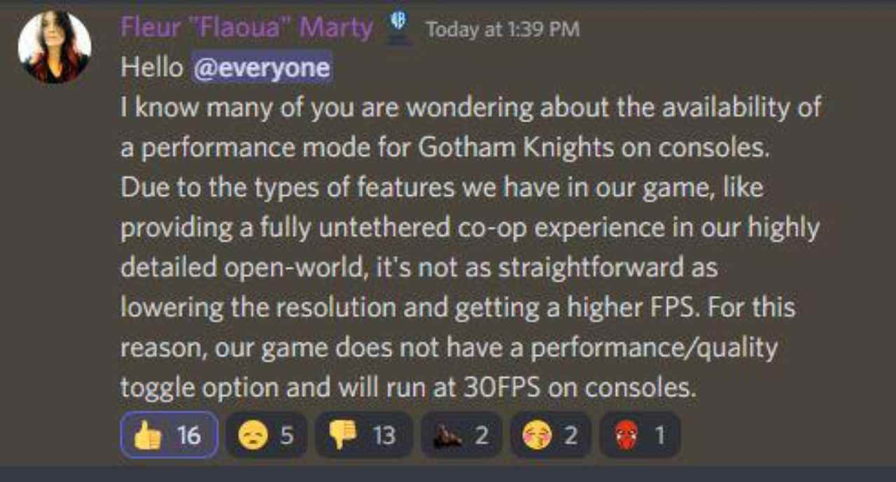 Gotham Knights limitato a 30 FPS, potrebbe essere colpa del budget