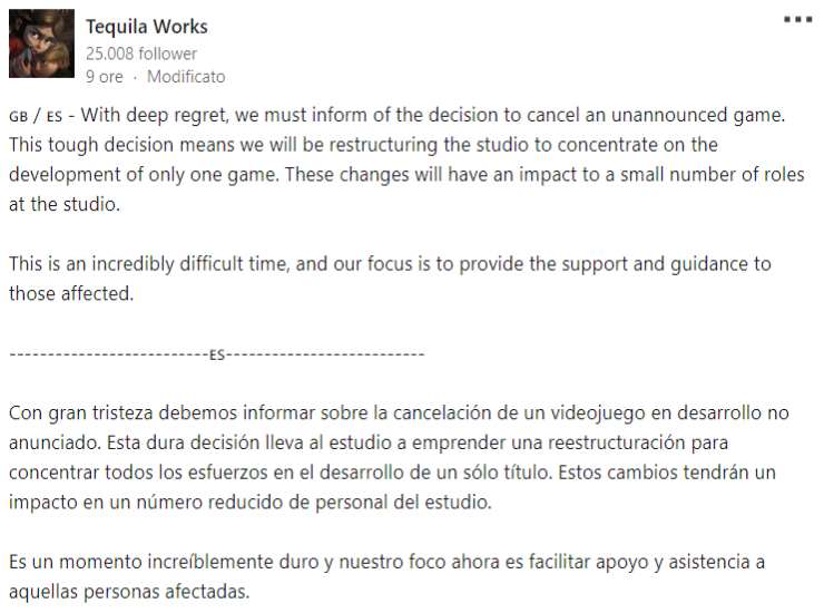 Ennesimo gioco cancellato