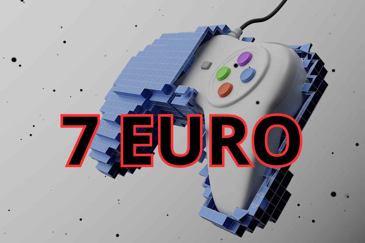 controller fatto di pixel con scritta 7 euro