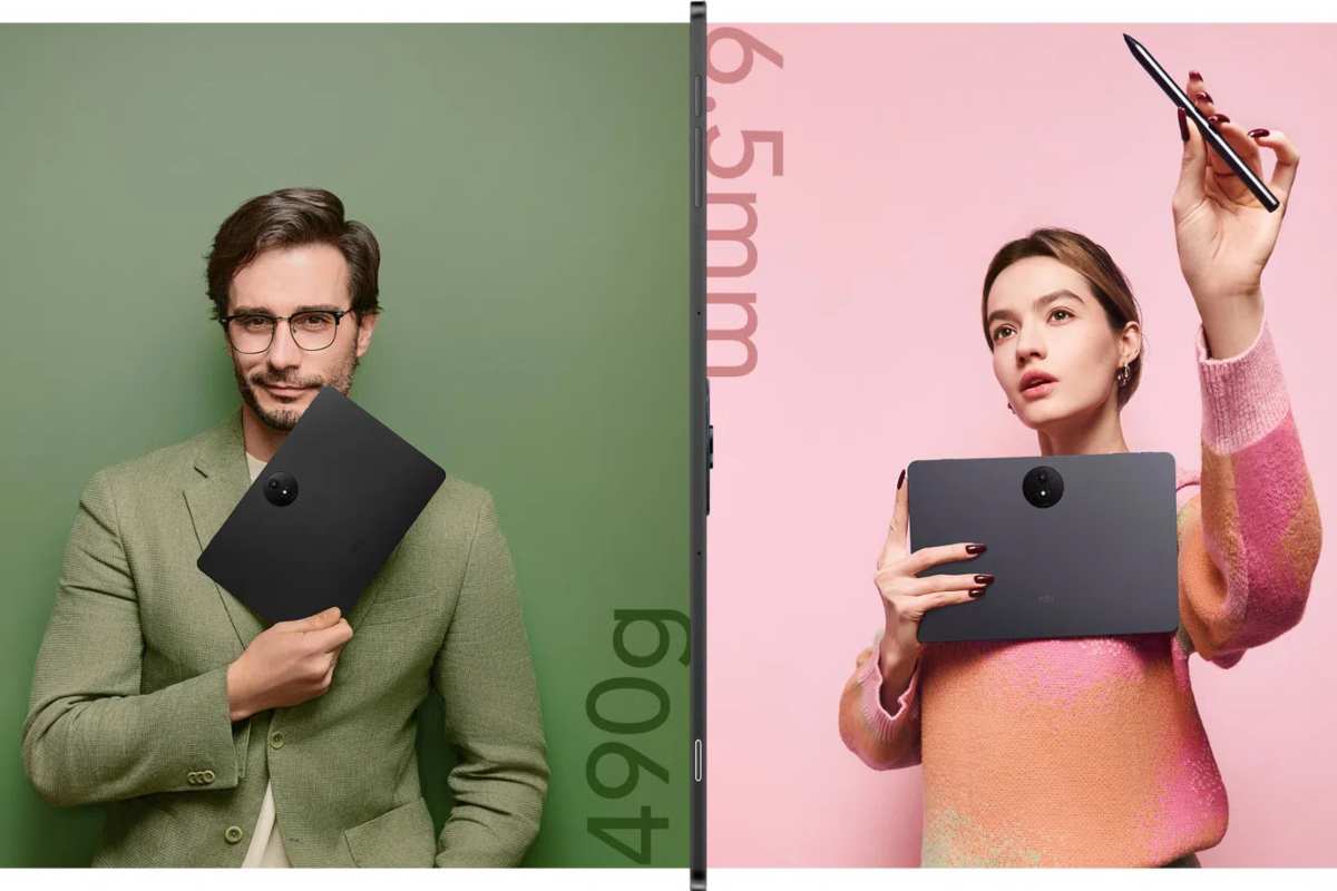 Uomo e donna con tablet