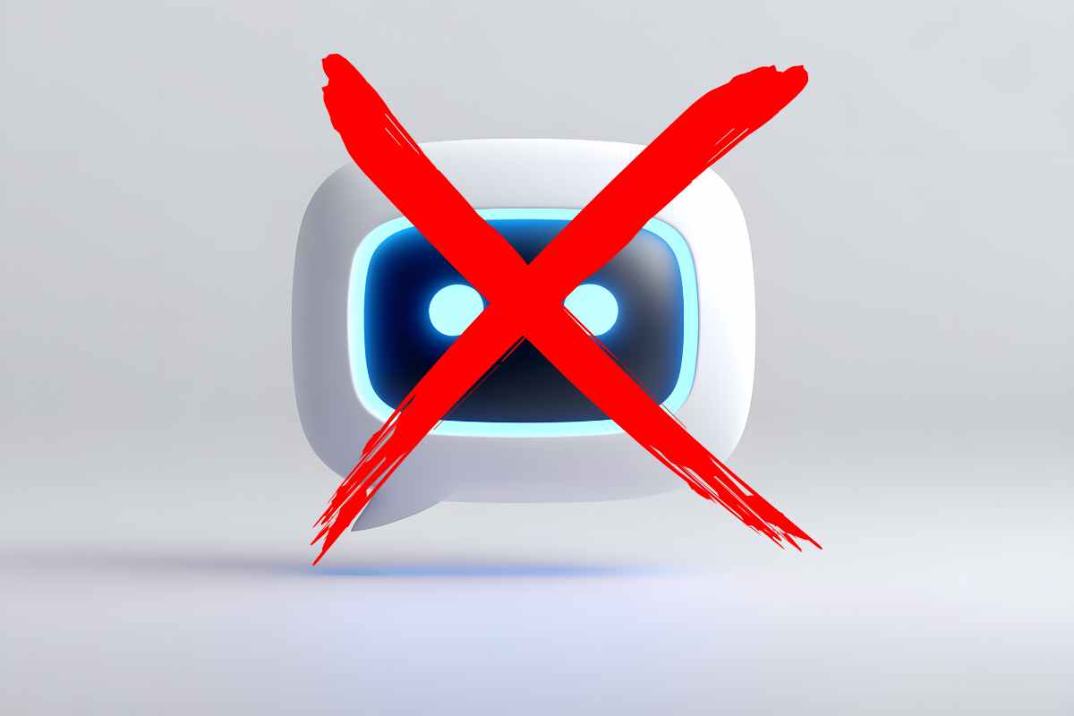 chatbot con una x rossa