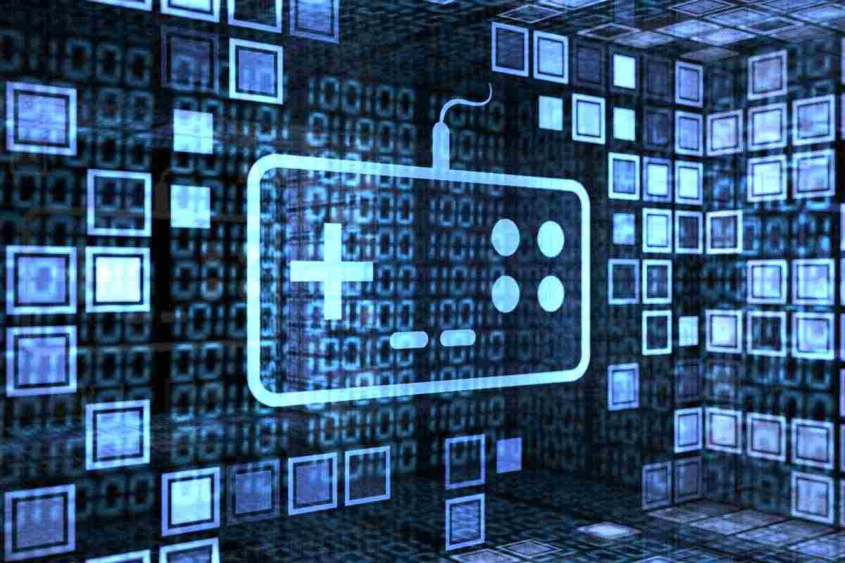 controller disegnato con luci neon