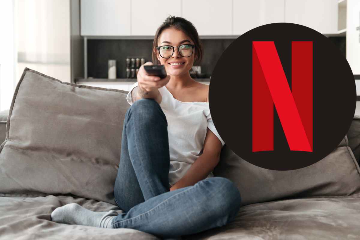 donna guarda tv con logo netflix