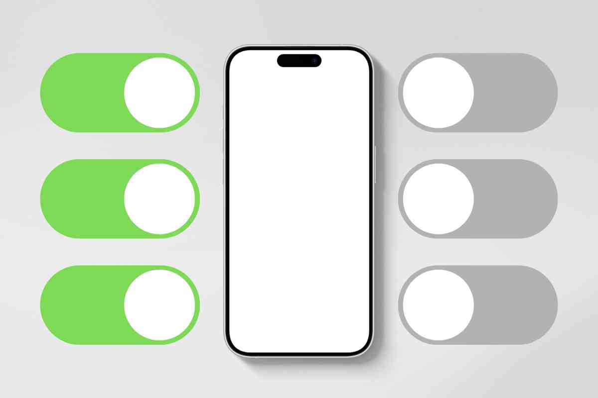 smartphone apple con switch accesi e spenti