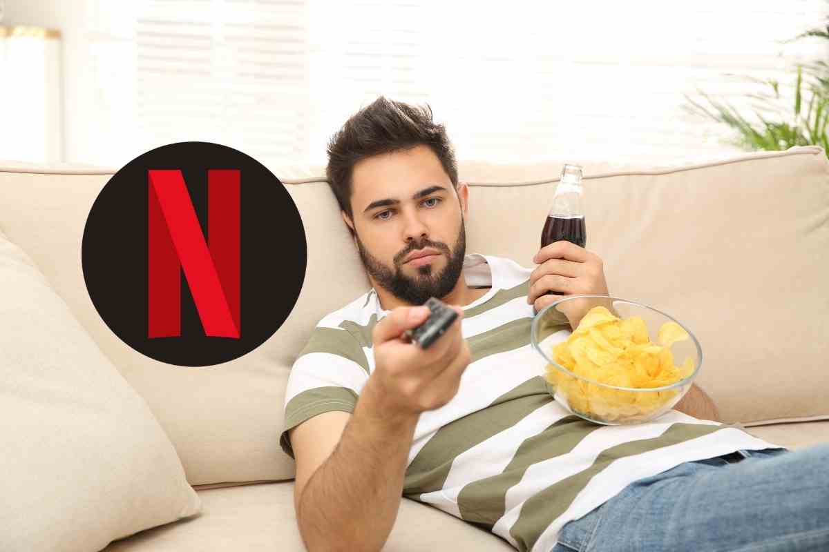 uomo triste con logo netflix