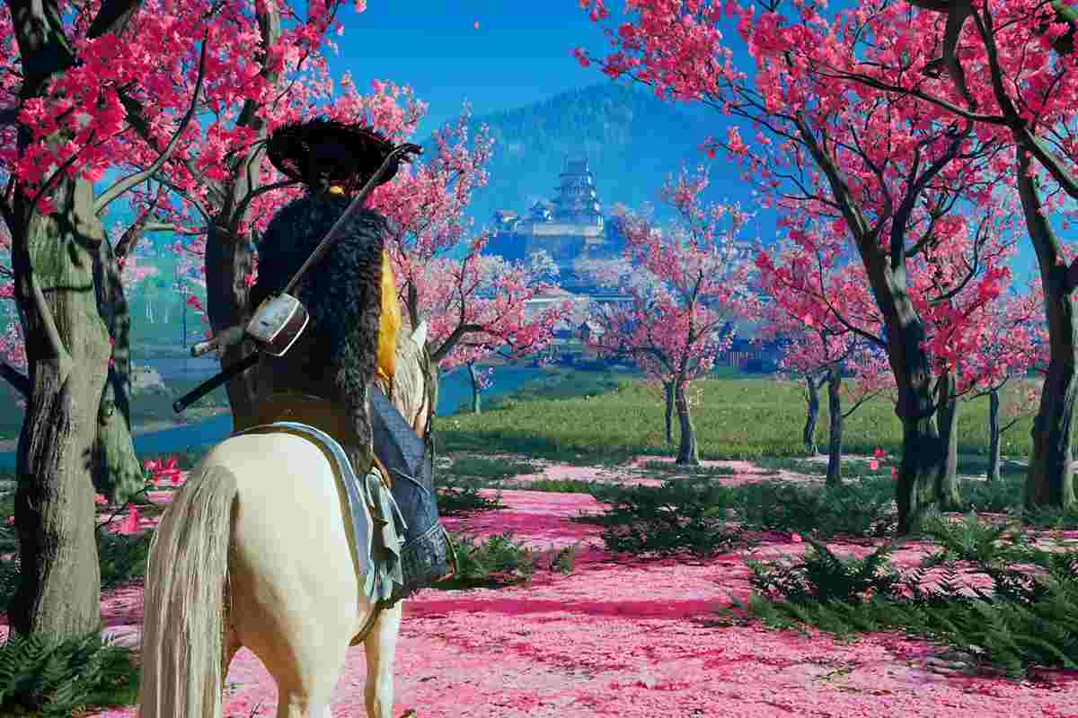 Ghost of Yotei fiori rosa