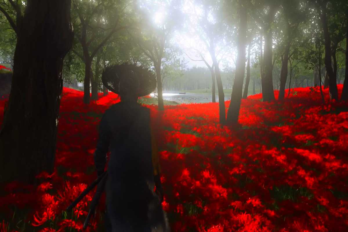 Ghost of Yotei fiori rossi