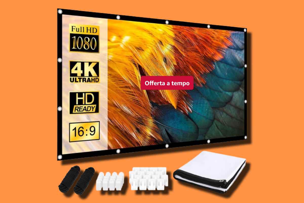 Schermo Da Proiezione 120 Pollici Pieghevole In Tessuto Ispessito – 16:9, Portatile Per Home Theater E Campeggio
