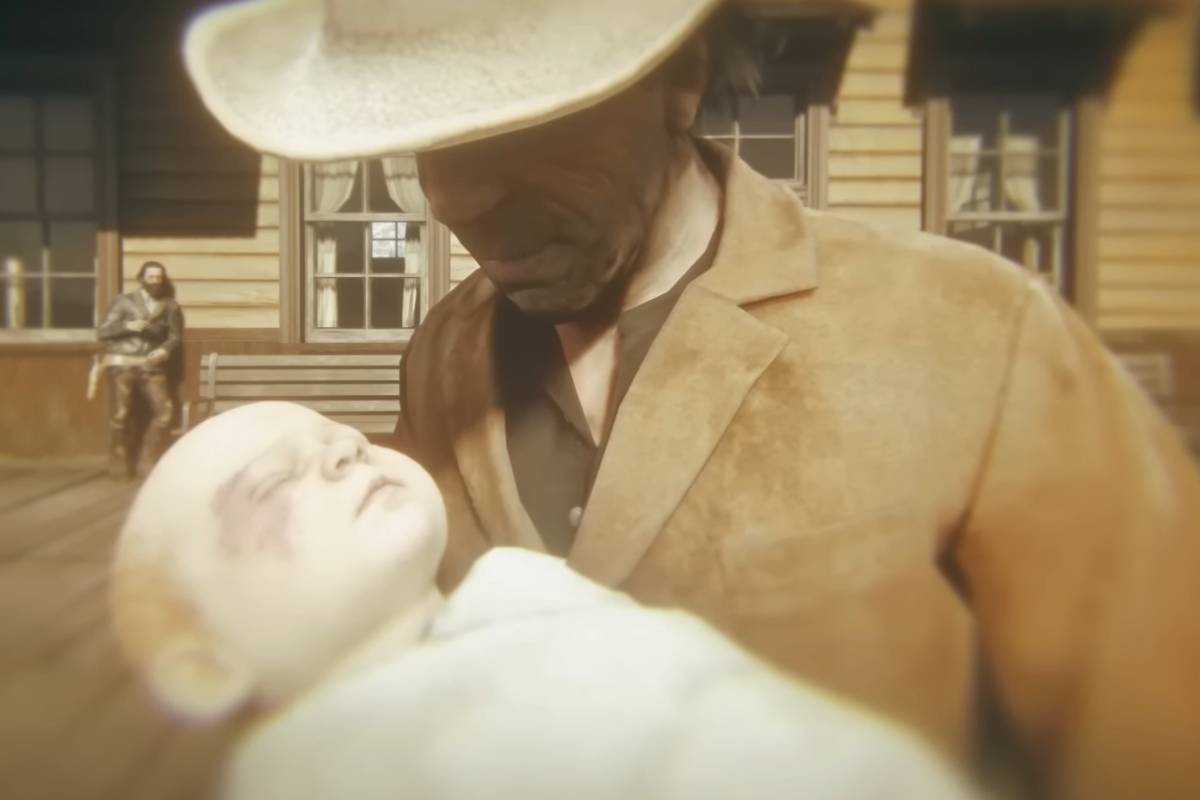 scena di rdr2 con bambino morto