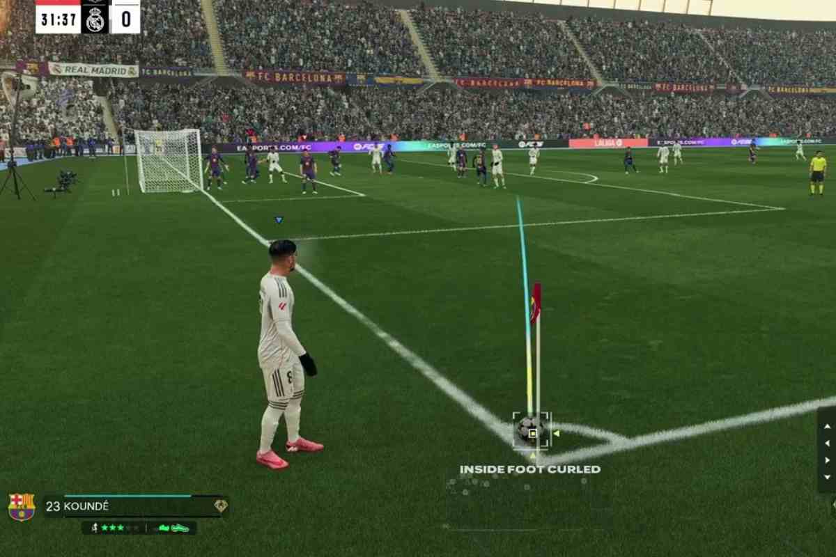 calciatore pronto al calcio d'angolo