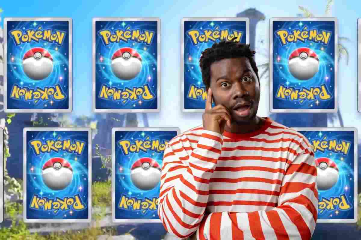 ragazzo sorpreso e foto di carte pokemon