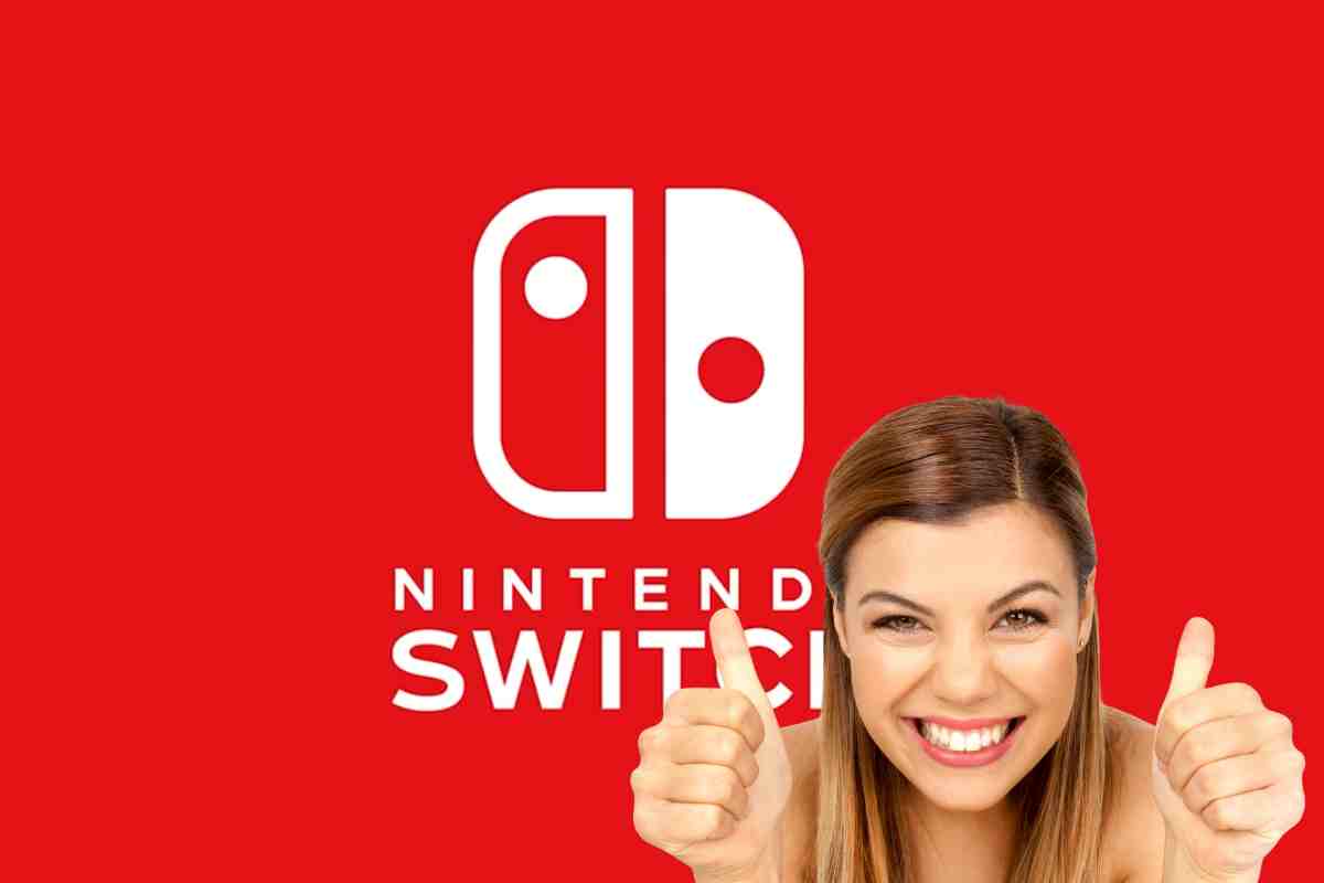 donna contenta e logo switch