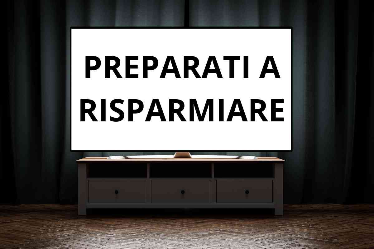 schermo tv con scritta