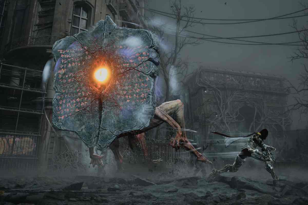 scena di armatus con mostro fatto a forma di fiore di pietra