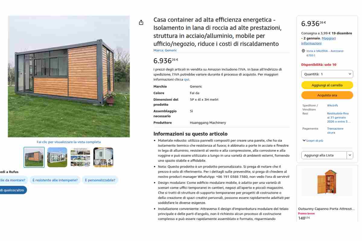 schermata con casa prefabbricata