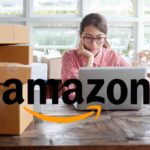 donna shopping online e llogo amazon