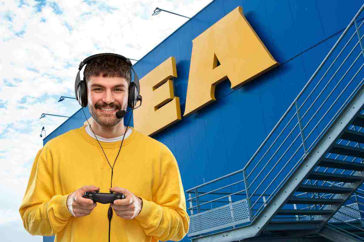 uomo con pad e sfondo di ikea