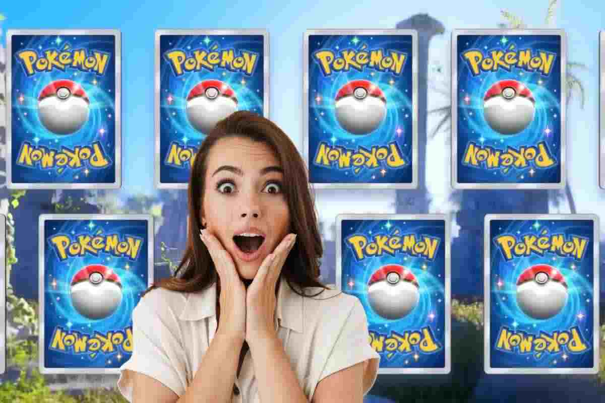 donna sorpresa con carte pokemon