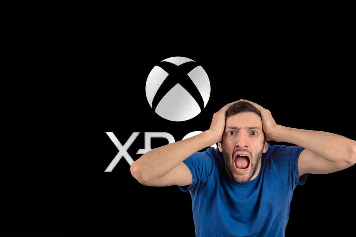 logo xbox e uomo sconvolto