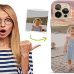 donna con foto come cover telefono